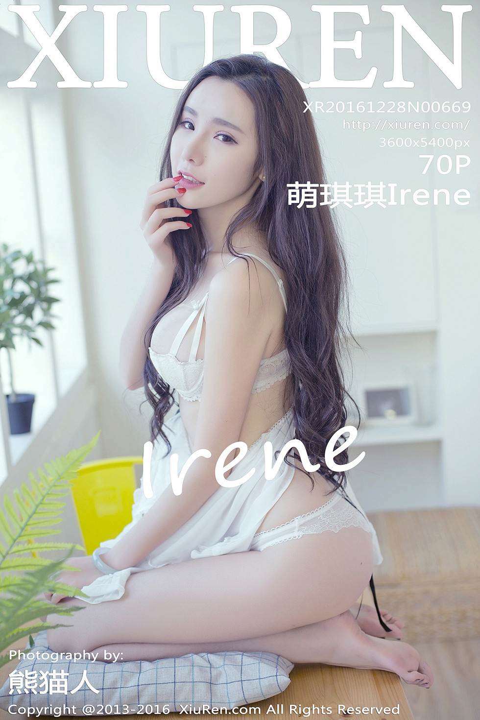 XiuRen第669期_嫩模萌琪琪Irene吊带薄纱睡裙透视秀美乳完美身材诱惑写真72P