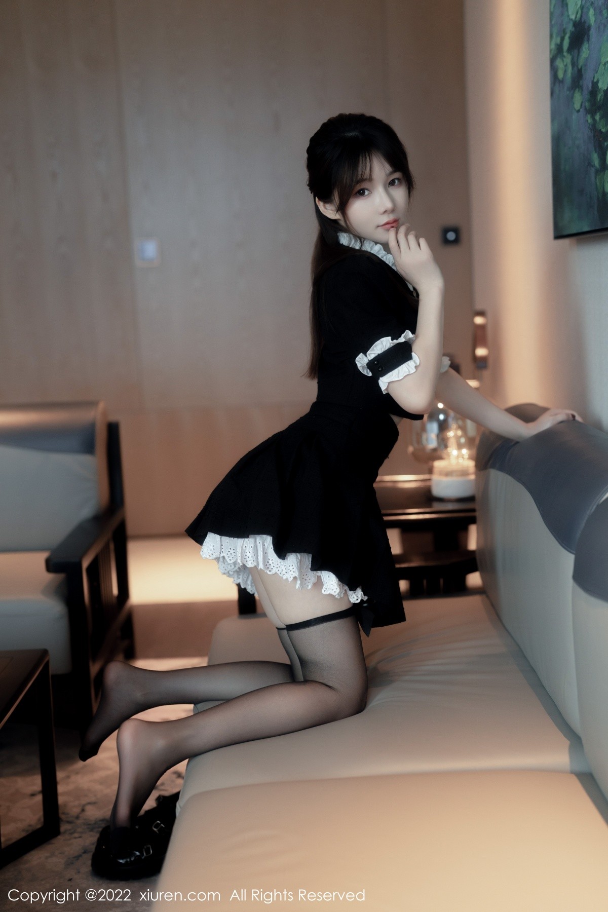 XiuRen第5626期_模特婠婠么脱黑色短款连衣裙露性感黑色内衣秀曼妙身材诱惑写真64P